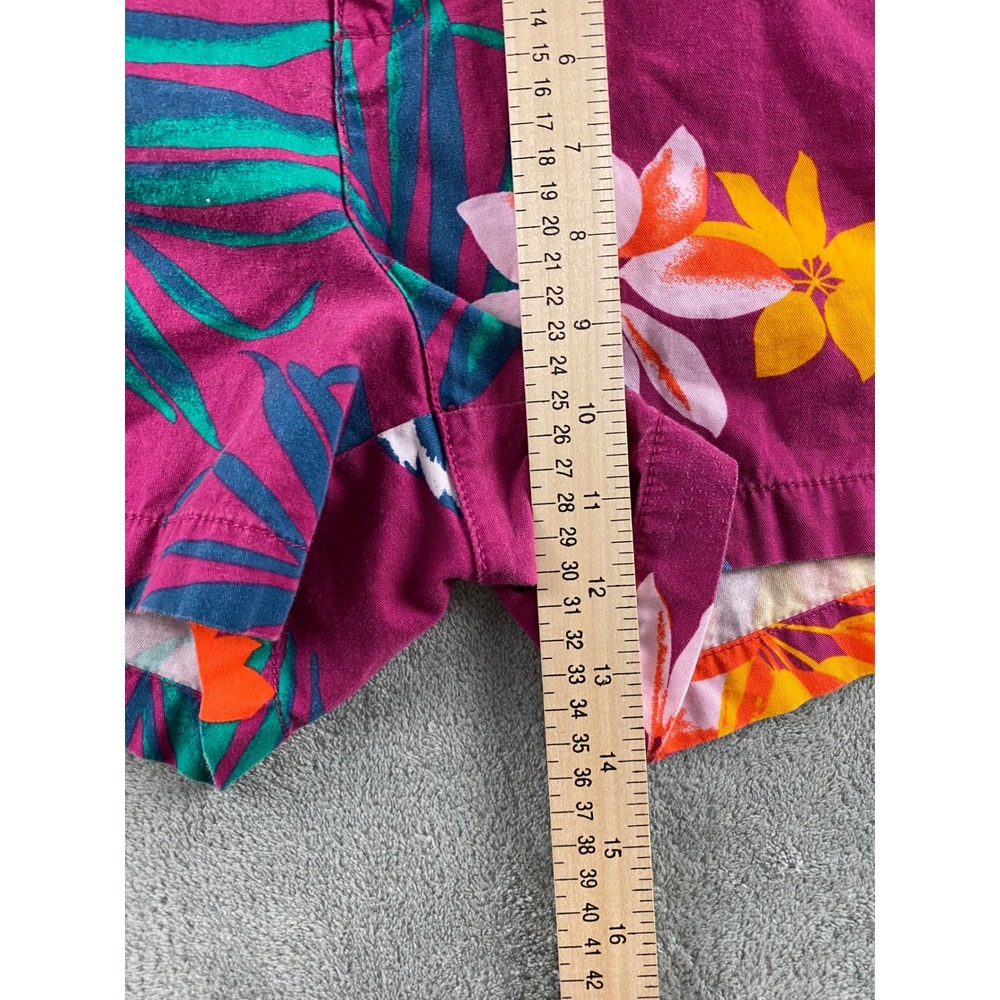 Old Navy Everyday Short Womens 10 Purple Hibiscus Floral Tropical Cotton 1166 - Picture 10 of 11